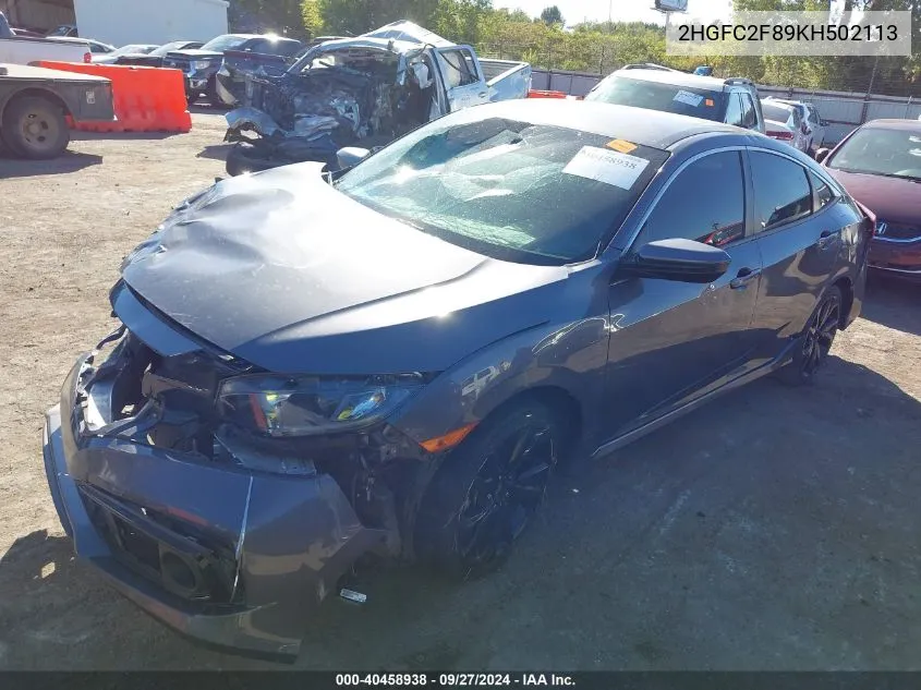 2019 Honda Civic Sport VIN: 2HGFC2F89KH502113 Lot: 40458938