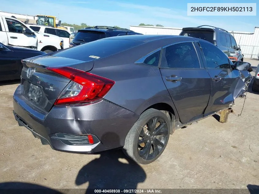 2019 Honda Civic Sport VIN: 2HGFC2F89KH502113 Lot: 40458938