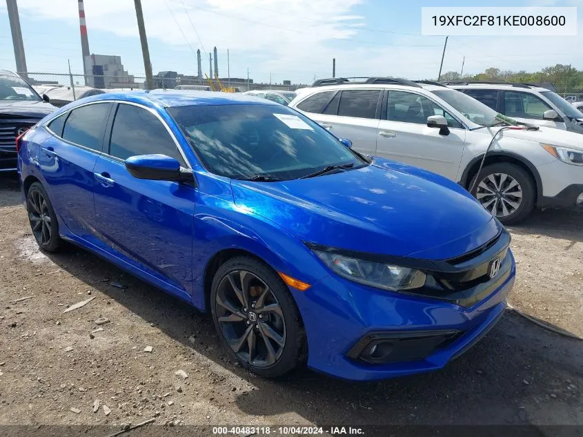 2019 Honda Civic Sport VIN: 19XFC2F81KE008600 Lot: 40483118