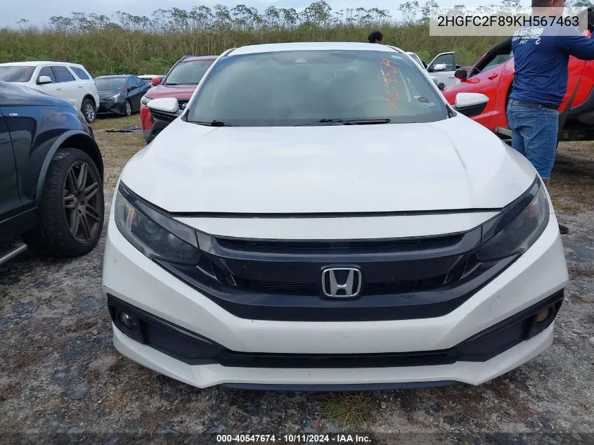 2HGFC2F89KH567463 2019 Honda Civic Sport