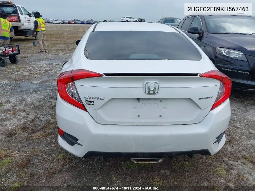 2019 Honda Civic Sport VIN: 2HGFC2F89KH567463 Lot: 40547674