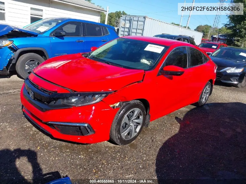 2019 Honda Civic Lx VIN: 2HGFC2F62KH586306 Lot: 40555865