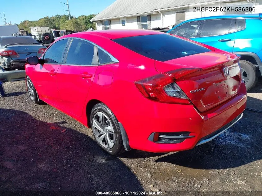 2019 Honda Civic Lx VIN: 2HGFC2F62KH586306 Lot: 40555865