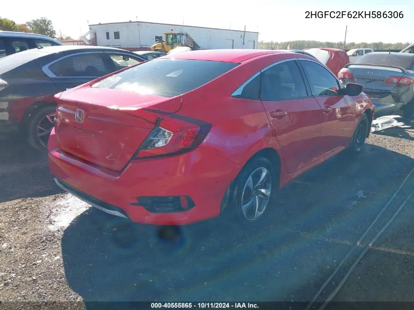 2019 Honda Civic Lx VIN: 2HGFC2F62KH586306 Lot: 40555865