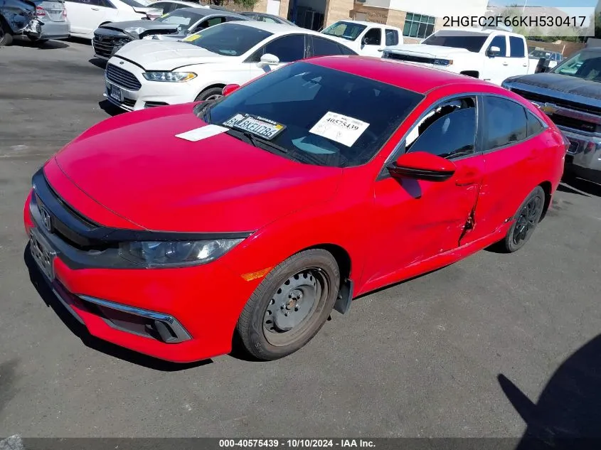 2019 Honda Civic Lx VIN: 2HGFC2F66KH530417 Lot: 40575439