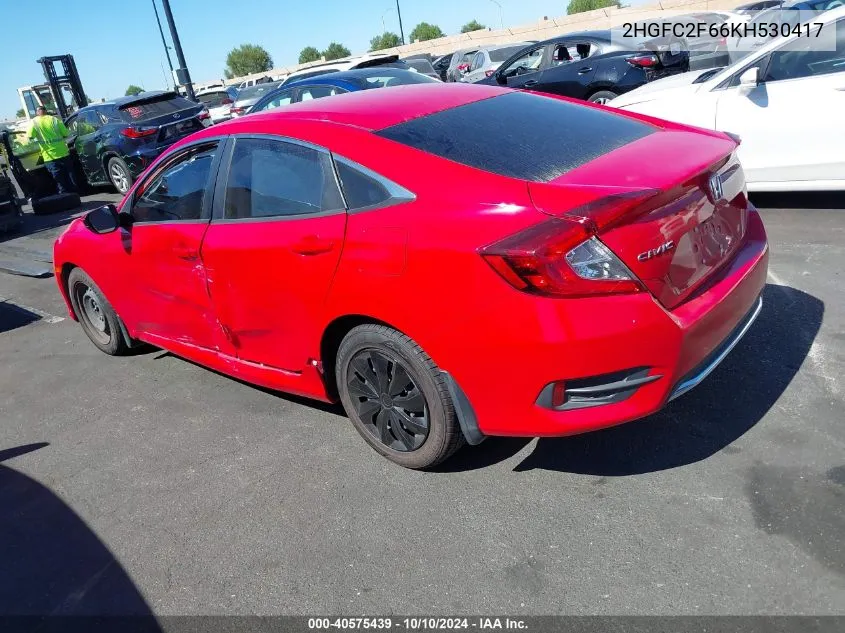 2019 Honda Civic Lx VIN: 2HGFC2F66KH530417 Lot: 40575439