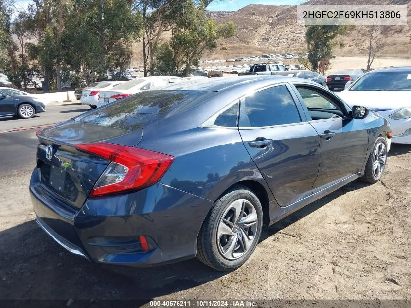 2019 Honda Civic Lx VIN: 2HGFC2F69KH513806 Lot: 40576211