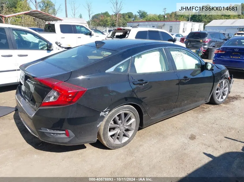 2019 Honda Civic Ex VIN: JHMFC1F36KX014681 Lot: 40578893