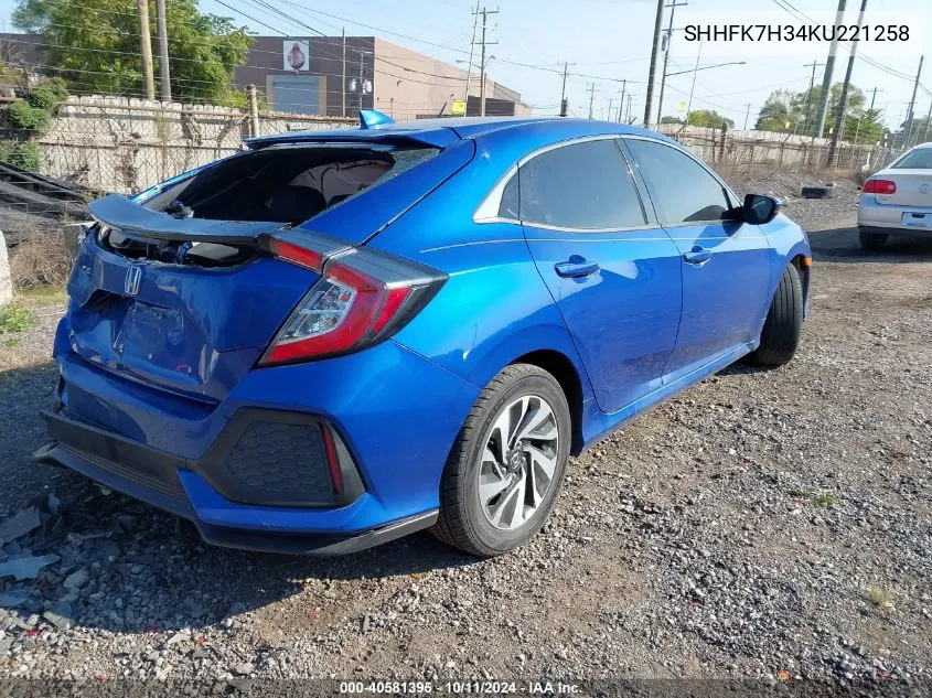 2019 Honda Civic Lx VIN: SHHFK7H34KU221258 Lot: 40581395