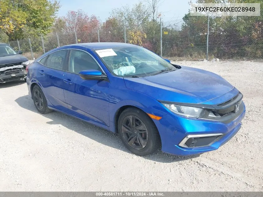 2019 Honda Civic Lx VIN: 19XFC2F60KE028948 Lot: 40581711