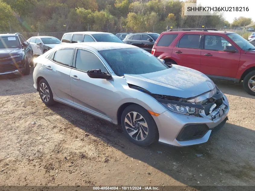 2019 Honda Civic Lx VIN: SHHFK7H36KU218216 Lot: 40584004