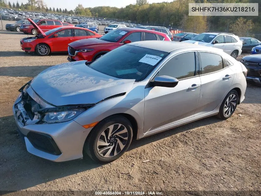 2019 Honda Civic Lx VIN: SHHFK7H36KU218216 Lot: 40584004