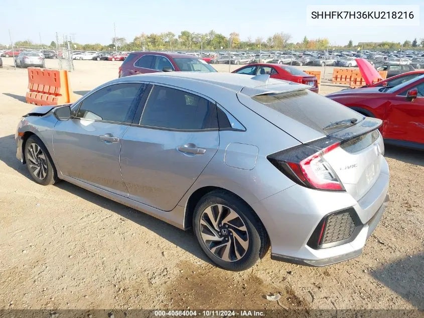 2019 Honda Civic Lx VIN: SHHFK7H36KU218216 Lot: 40584004