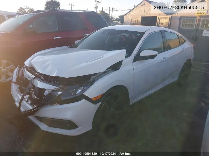 2019 Honda Civic Sport VIN: 2HGFC2F80KH505515 Lot: 40591529