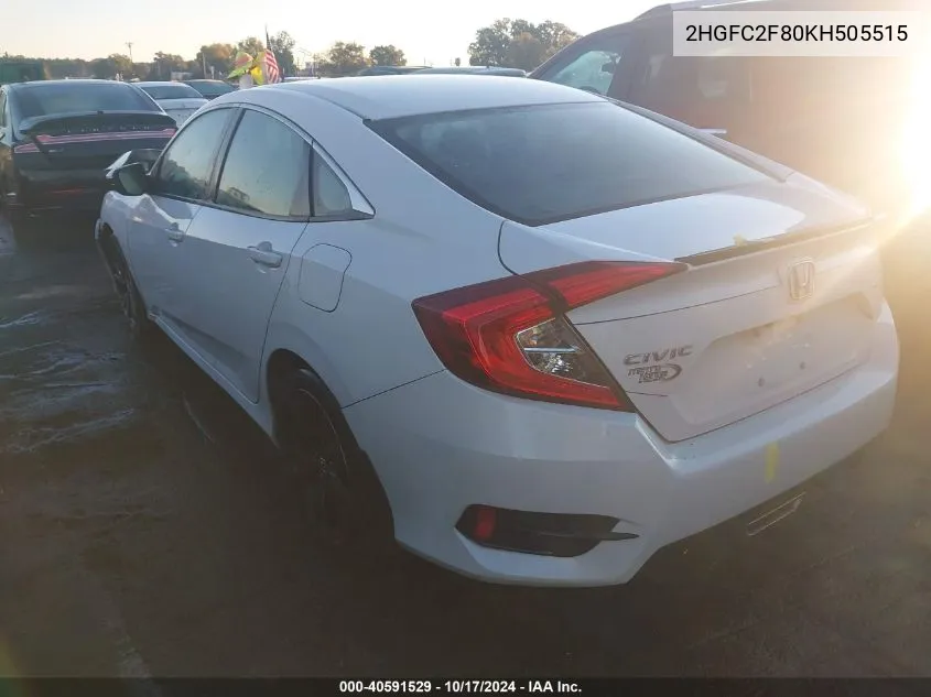 2019 Honda Civic Sport VIN: 2HGFC2F80KH505515 Lot: 40591529