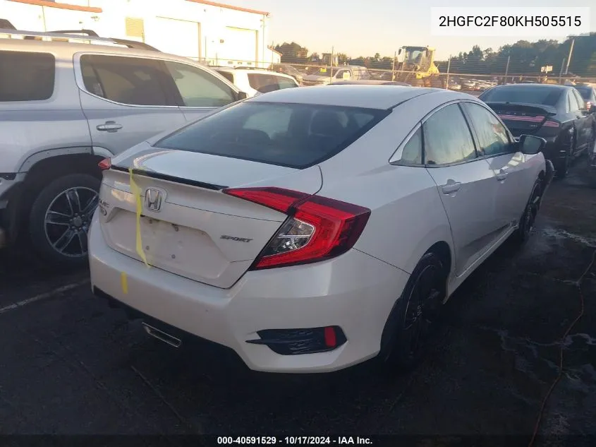 2019 Honda Civic Sport VIN: 2HGFC2F80KH505515 Lot: 40591529