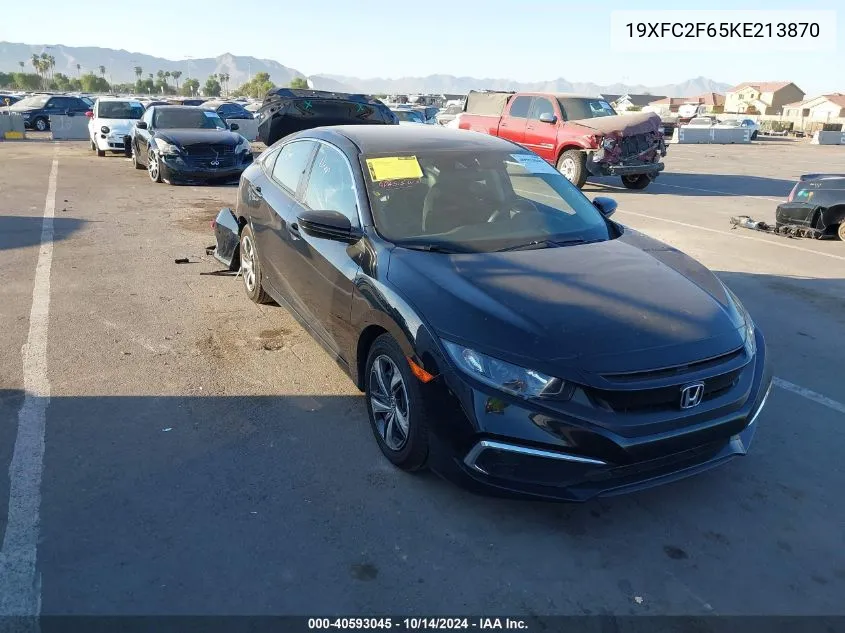 2019 Honda Civic Lx VIN: 19XFC2F65KE213870 Lot: 40593045