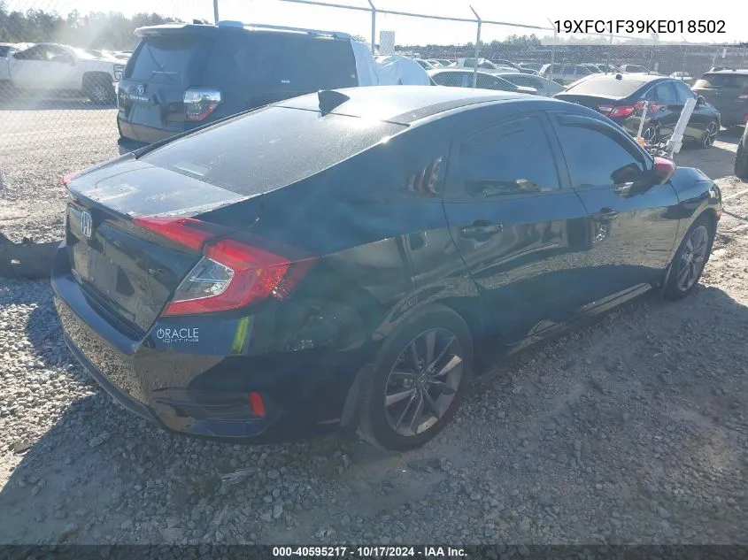 2019 Honda Civic Ex VIN: 19XFC1F39KE018502 Lot: 40595217