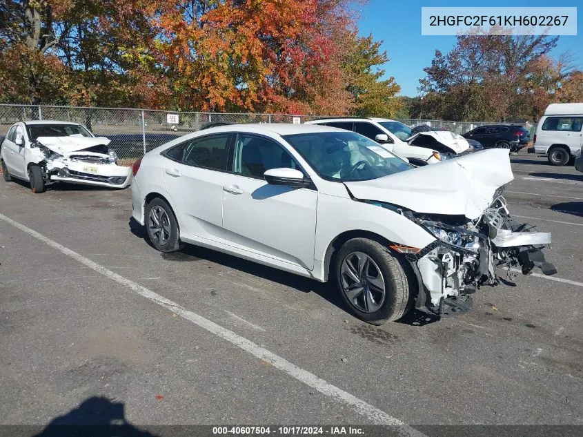 2019 Honda Civic Lx VIN: 2HGFC2F61KH602267 Lot: 40607504