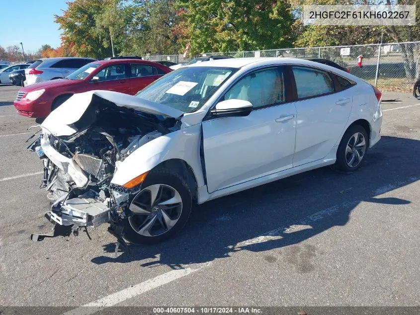 2019 Honda Civic Lx VIN: 2HGFC2F61KH602267 Lot: 40607504