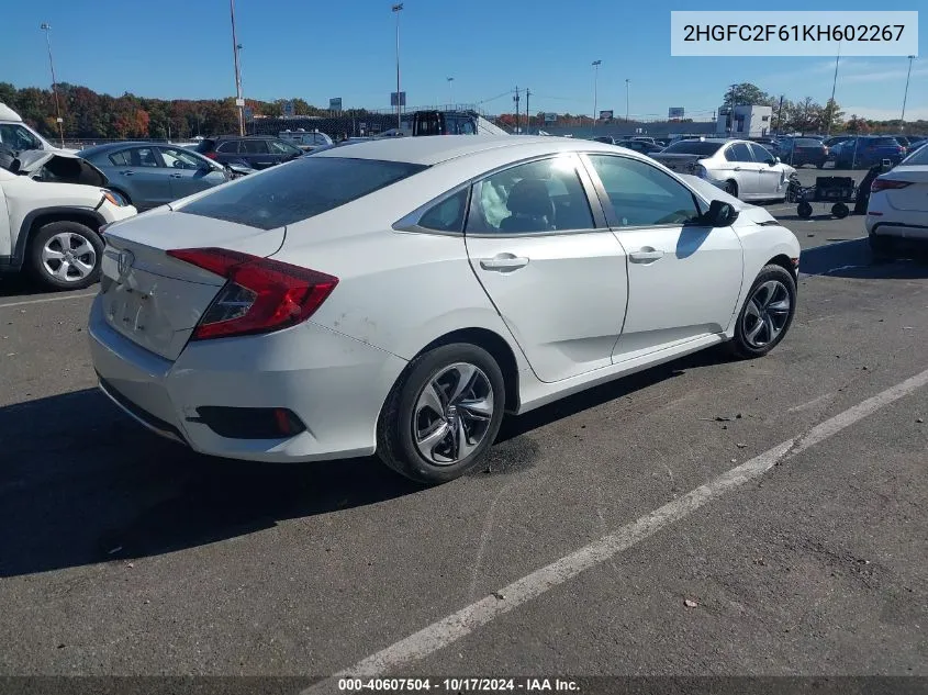 2HGFC2F61KH602267 2019 Honda Civic Lx