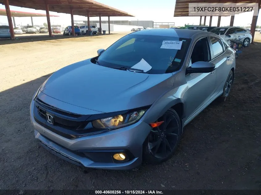 2019 Honda Civic Sport VIN: 19XFC2F80KE051227 Lot: 40608256