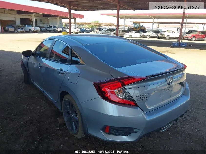 2019 Honda Civic Sport VIN: 19XFC2F80KE051227 Lot: 40608256