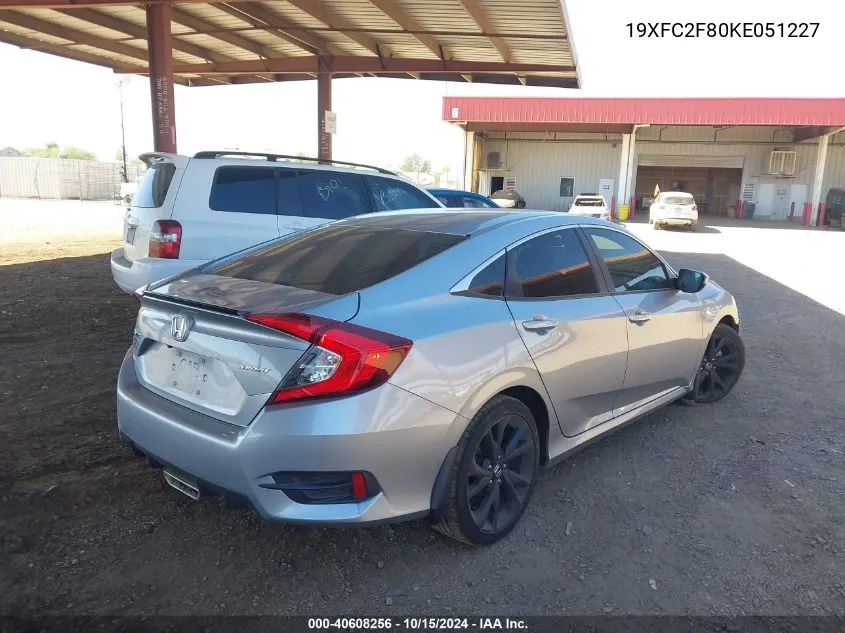 2019 Honda Civic Sport VIN: 19XFC2F80KE051227 Lot: 40608256