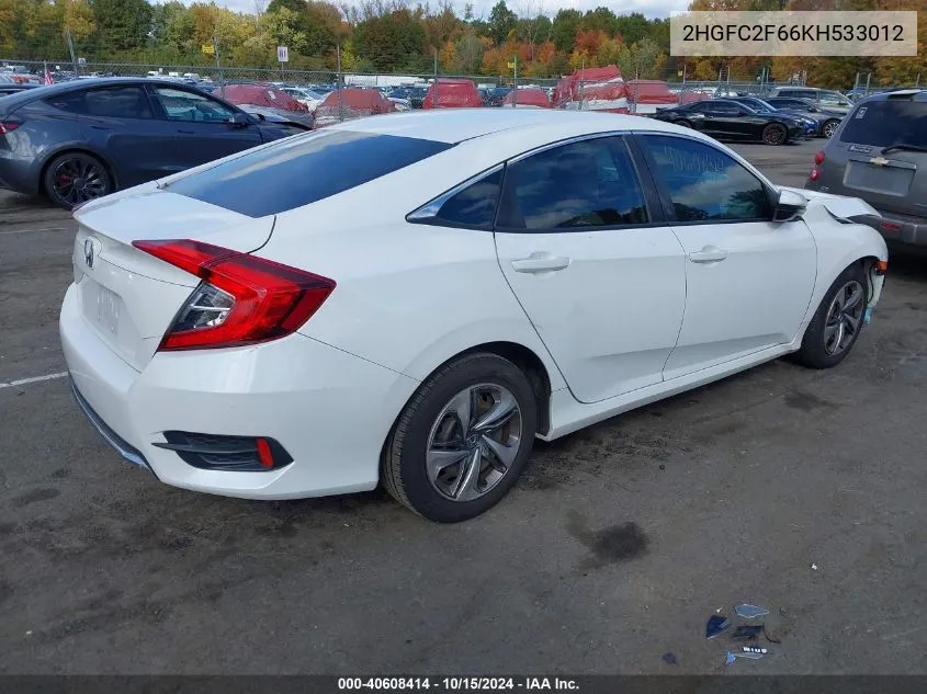 2HGFC2F66KH533012 2019 Honda Civic Lx