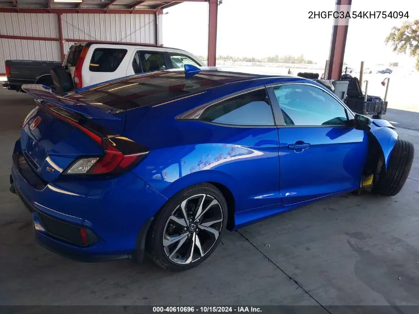 2HGFC3A54KH754094 2019 Honda Civic Si