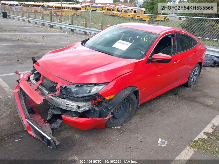 2019 Honda Civic Lx VIN: 2HGFC2F64KH535566 Lot: 40619750