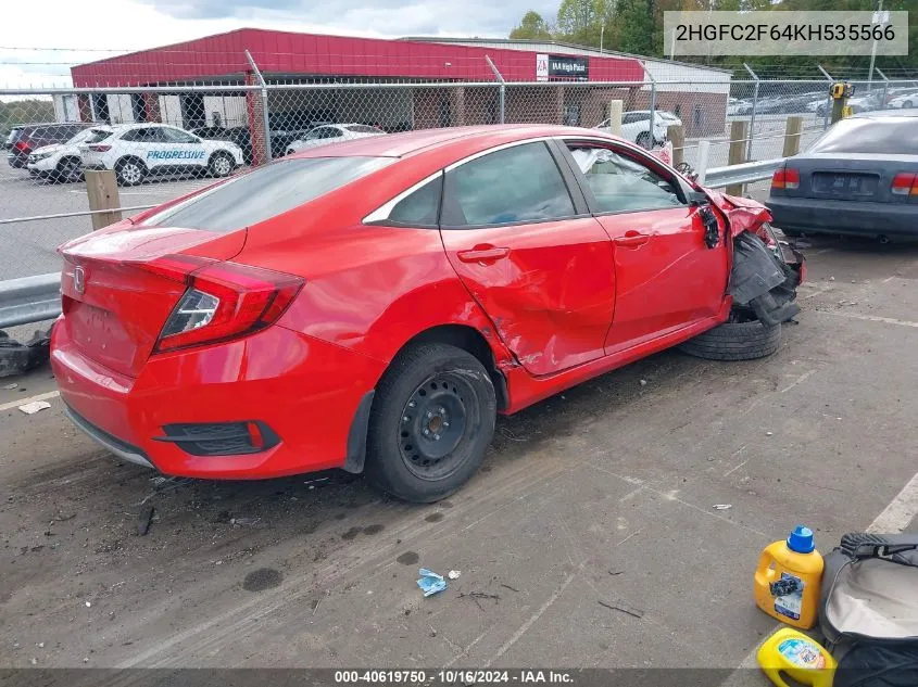 2HGFC2F64KH535566 2019 Honda Civic Lx