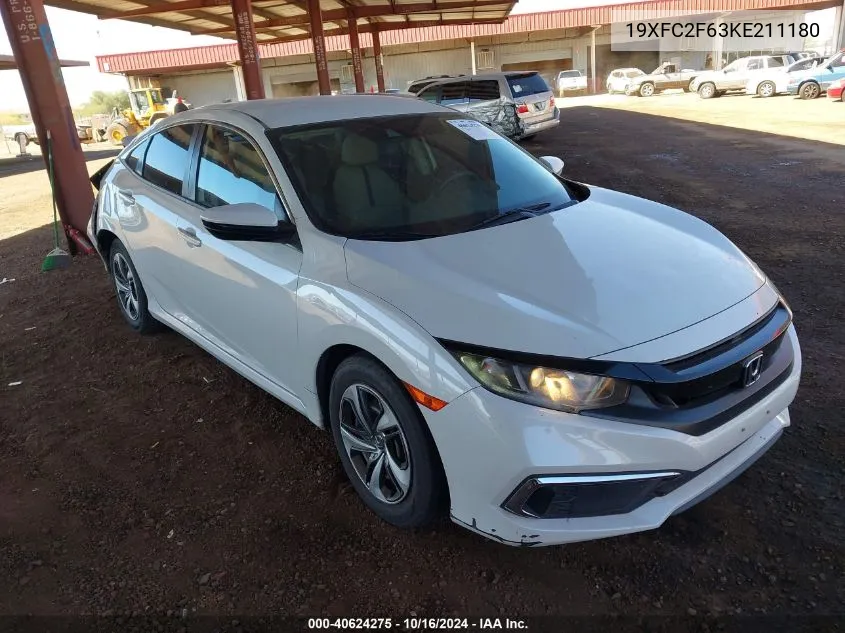 2019 Honda Civic Lx VIN: 19XFC2F63KE211180 Lot: 40624275