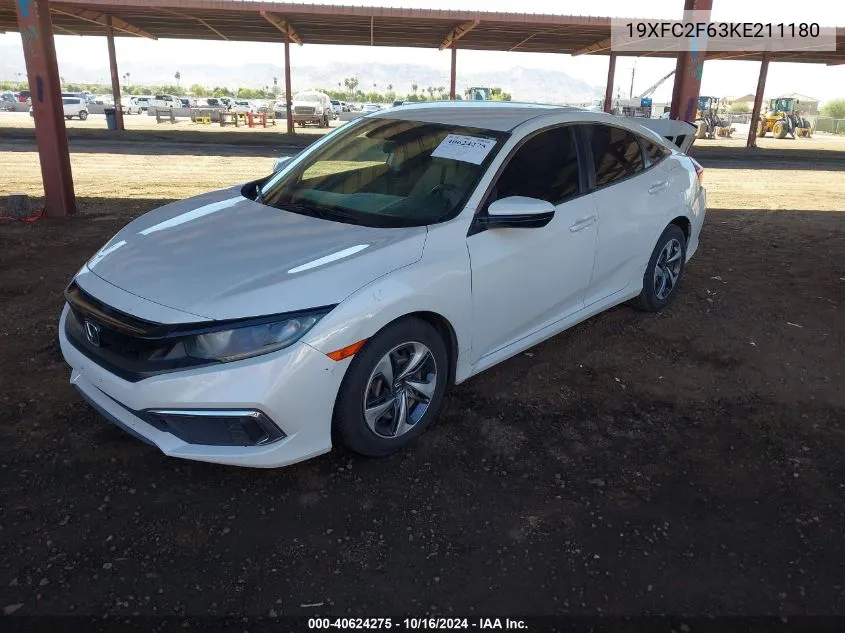 2019 Honda Civic Lx VIN: 19XFC2F63KE211180 Lot: 40624275