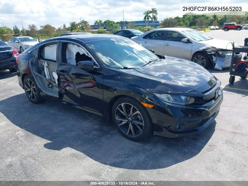 2019 Honda Civic Sport VIN: 2HGFC2F86KH565203 Lot: 40625133