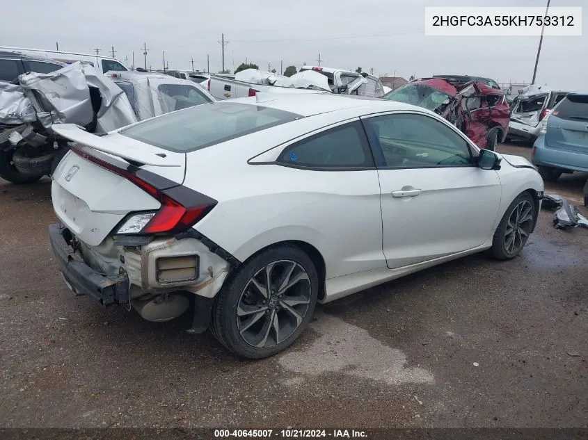 2019 Honda Civic Si Si VIN: 2HGFC3A55KH753312 Lot: 40645007