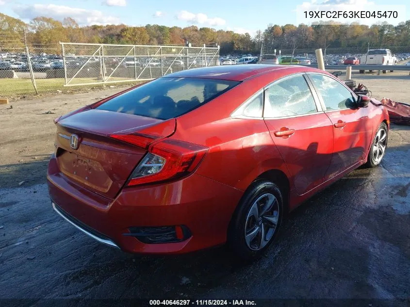 2019 Honda Civic Lx VIN: 19XFC2F63KE045470 Lot: 40646297