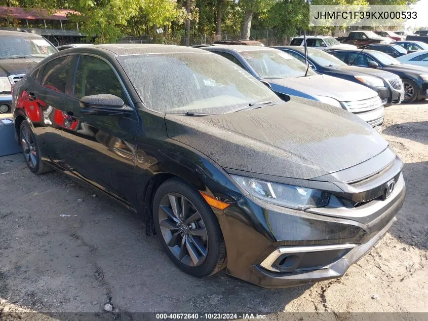 2019 Honda Civic Ex VIN: JHMFC1F39KX000533 Lot: 40672640