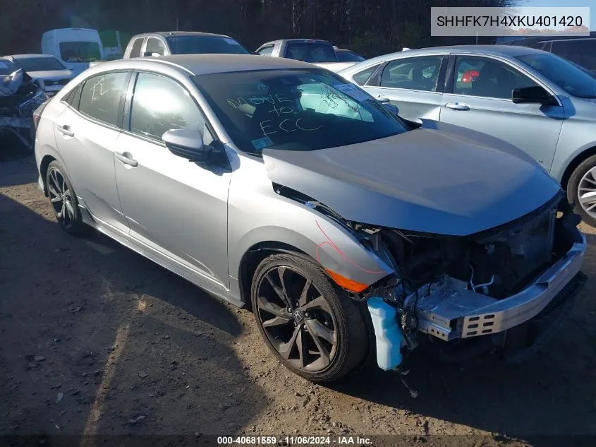 2019 Honda Civic Sport VIN: SHHFK7H4XKU401420 Lot: 40681559