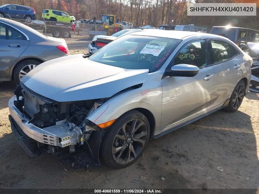 2019 Honda Civic Sport VIN: SHHFK7H4XKU401420 Lot: 40681559