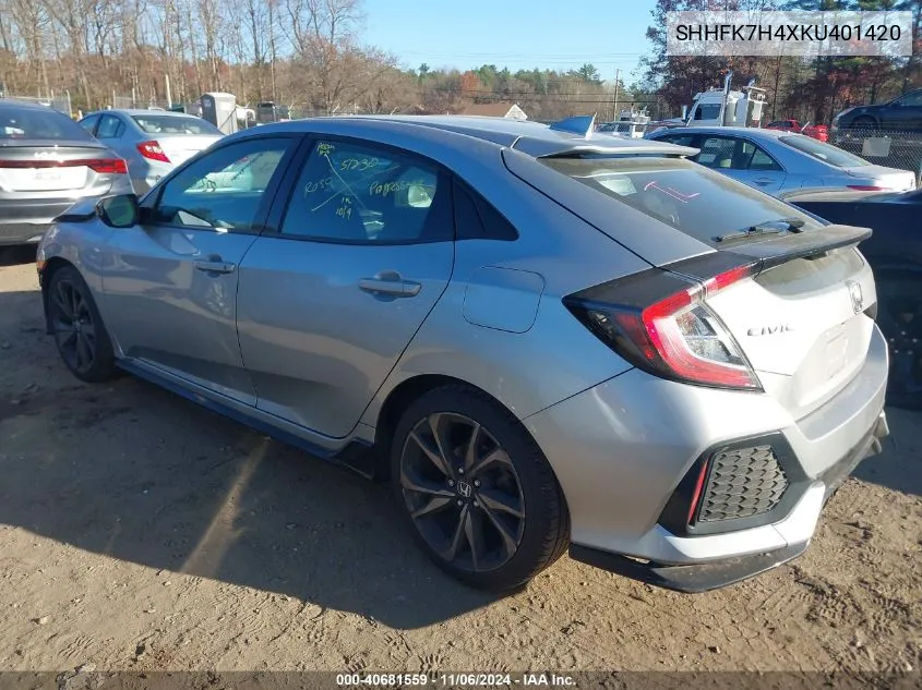 2019 Honda Civic Sport VIN: SHHFK7H4XKU401420 Lot: 40681559