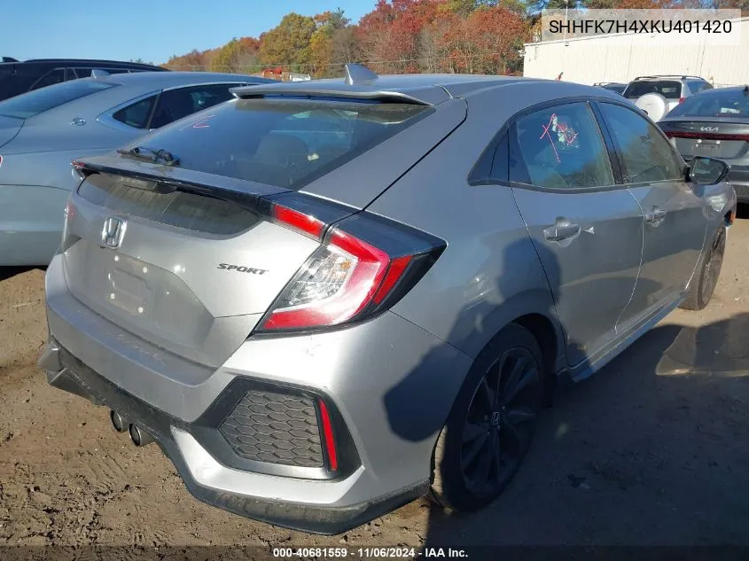 2019 Honda Civic Sport VIN: SHHFK7H4XKU401420 Lot: 40681559