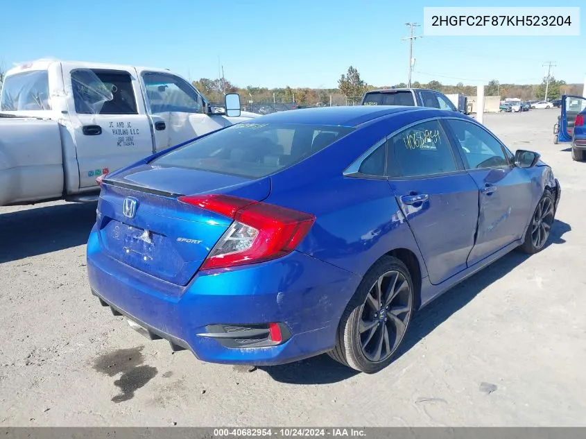 2HGFC2F87KH523204 2019 Honda Civic Sport