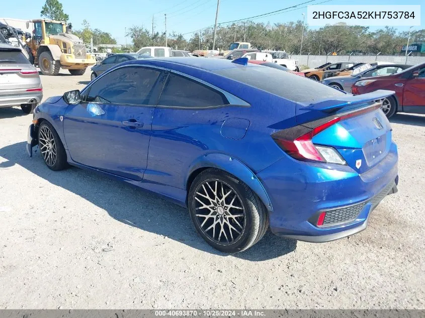 2HGFC3A52KH753784 2019 Honda Civic Si