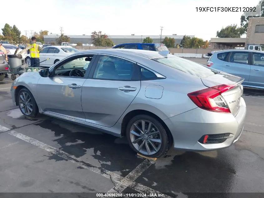 2019 Honda Civic Ex VIN: 19XFC1F30KE212092 Lot: 40696208