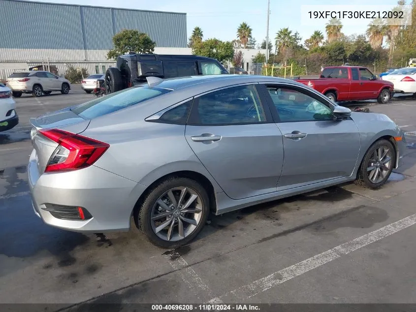 2019 Honda Civic Ex VIN: 19XFC1F30KE212092 Lot: 40696208