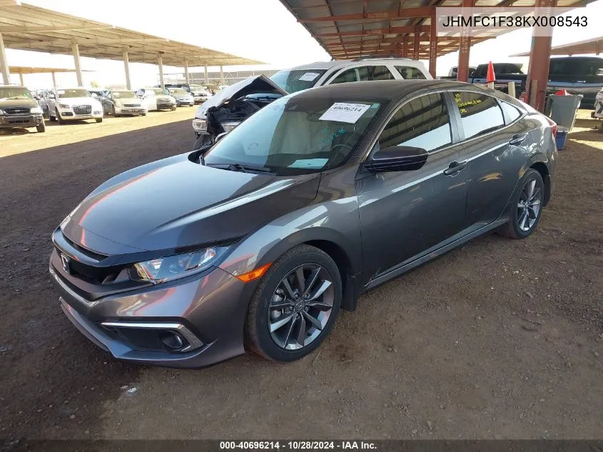 2019 Honda Civic Ex VIN: JHMFC1F38KX008543 Lot: 40696214