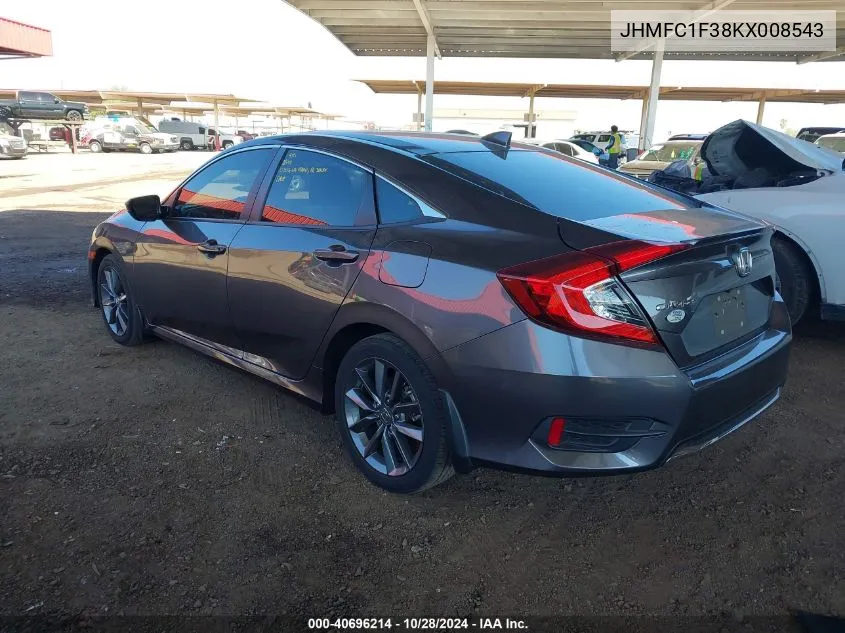 2019 Honda Civic Ex VIN: JHMFC1F38KX008543 Lot: 40696214