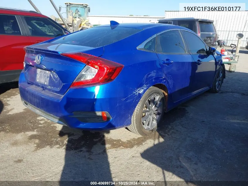 2019 Honda Civic Ex VIN: 19XFC1F36KE010177 Lot: 40699734