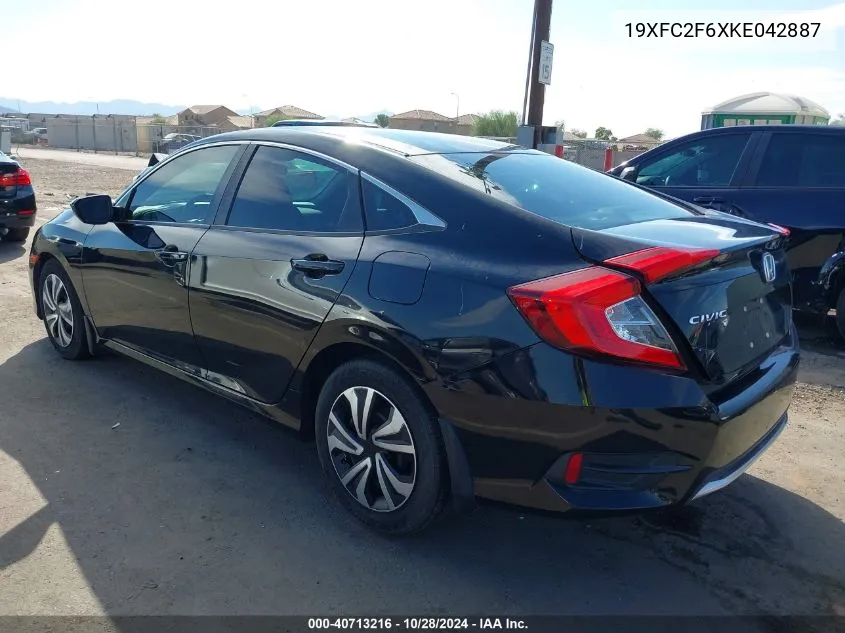 2019 Honda Civic Lx VIN: 19XFC2F6XKE042887 Lot: 40713216